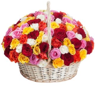 51 colorful roses in the basket | Flower Delivery Sevastopol